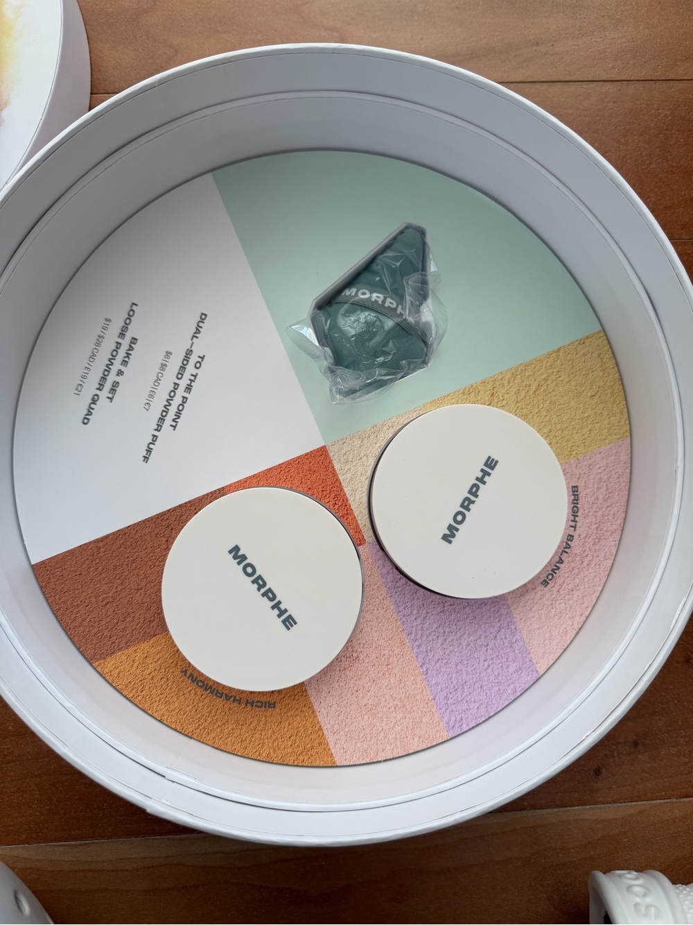 Morphe Round Eyeshadow Compact - White with Peach, Yellow & Lavender Accents